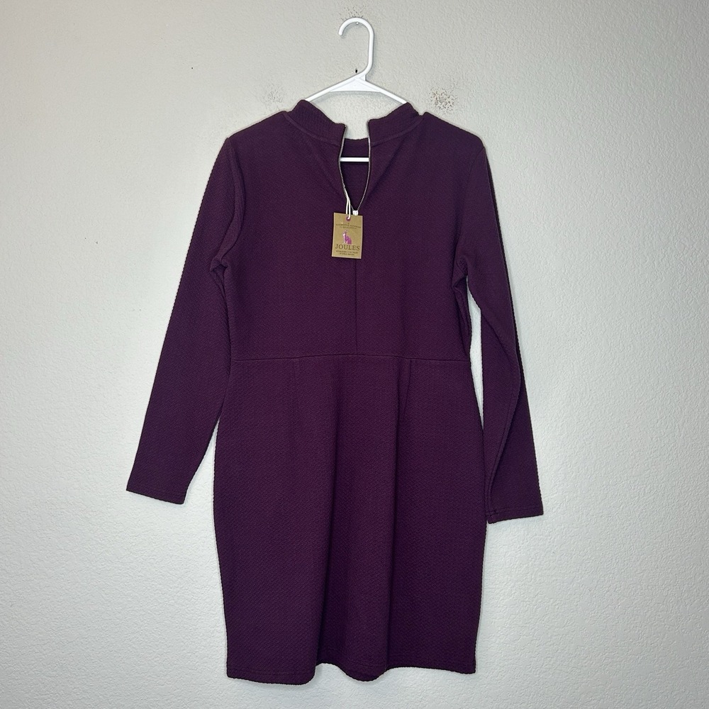 NWT Joules Patricia A-Line Mock Neck Long Sleeve Dress Burgundy Size 10 $100